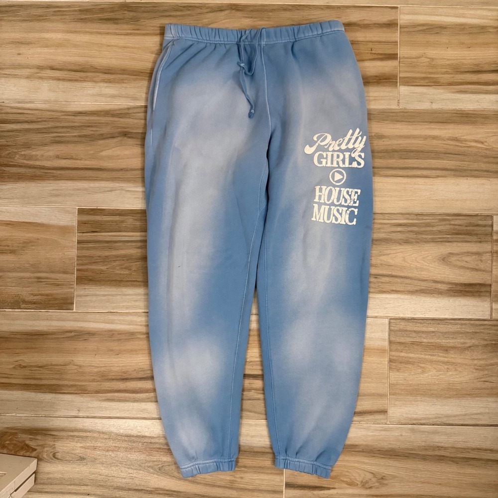 MADE Official Pretty Girls Love House Music Blue Cloud Wash Sweatpants Large